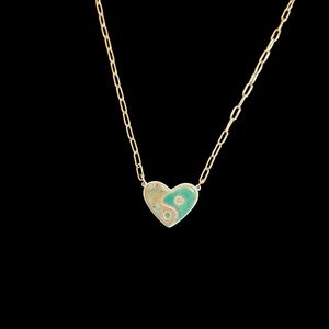 NWT - 18k Gold Heart Pendant Necklace with Yin Yang Design